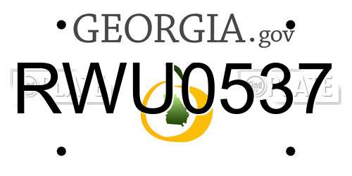 RWU0537 Georgia License Plate