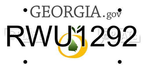 RWU1292 Georgia License Plate