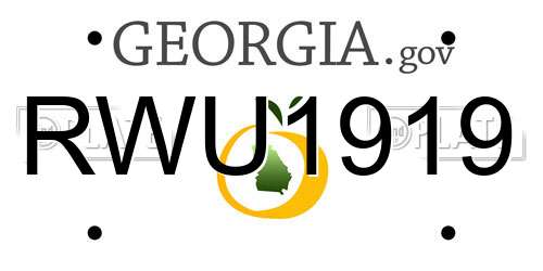 RWU1919 Georgia License Plate