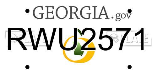 RWU2571 Georgia License Plate