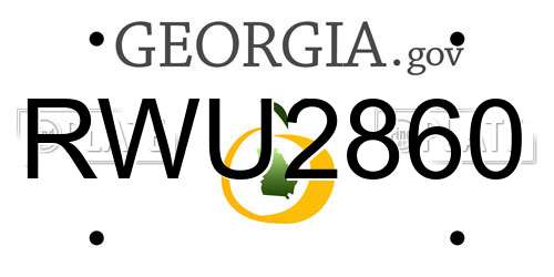 RWU2860 Georgia License Plate