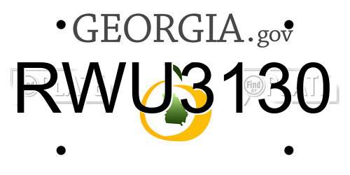 RWU3130 Georgia License Plate