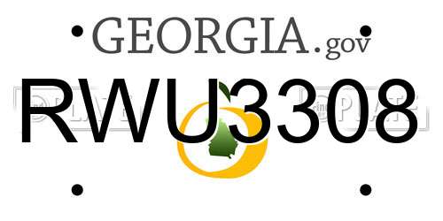 RWU3308 Georgia License Plate