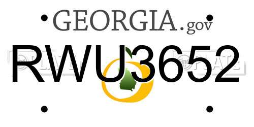 RWU3652 Georgia License Plate