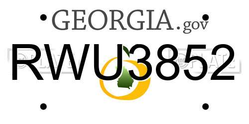 RWU3852 Georgia License Plate