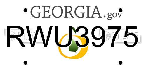 RWU3975 Georgia License Plate