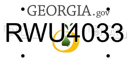 RWU4033 Georgia License Plate