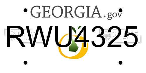 RWU4325 Georgia License Plate