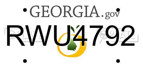 RWU4792 Georgia License Plate