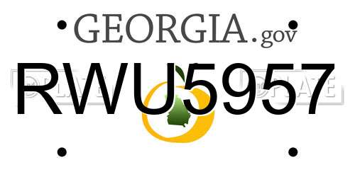 RWU5957 Georgia License Plate