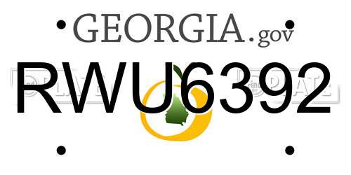 RWU6392 Georgia License Plate