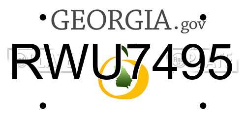 RWU7495 Georgia License Plate