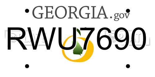 RWU7690 Georgia License Plate