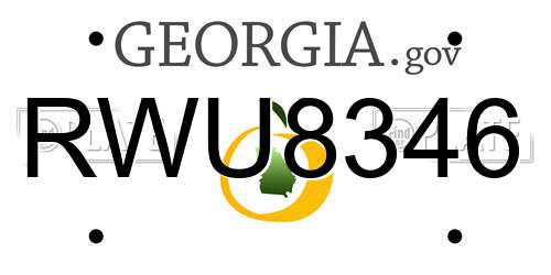 RWU8346 Georgia License Plate