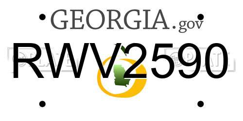 RWV2590 Georgia License Plate