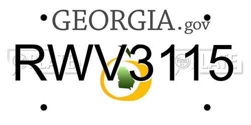 RWV3115 Georgia License Plate