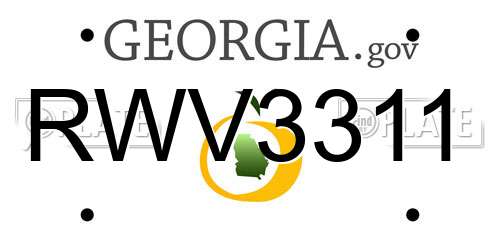 RWV3311 Georgia License Plate