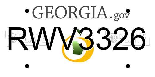 RWV3326 Georgia License Plate