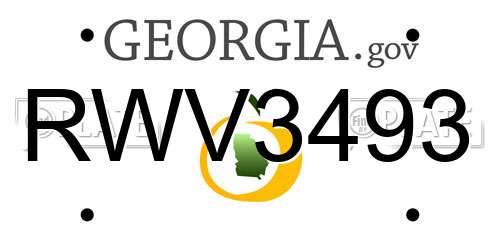RWV3493 Georgia License Plate