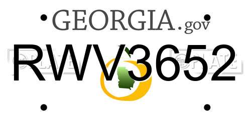 RWV3652 Georgia License Plate