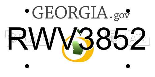 RWV3852 Georgia License Plate