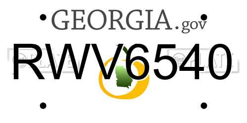 RWV6540 Georgia License Plate