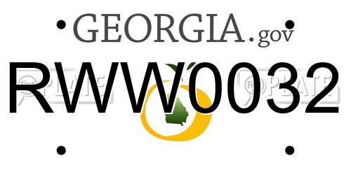 RWW0032 Georgia License Plate