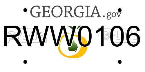 RWW0106 Georgia License Plate