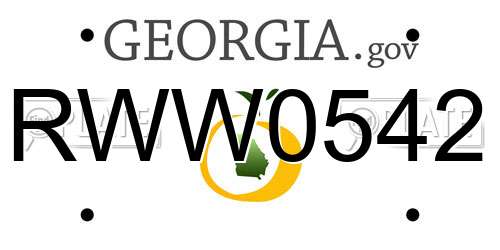 RWW0542 Georgia License Plate
