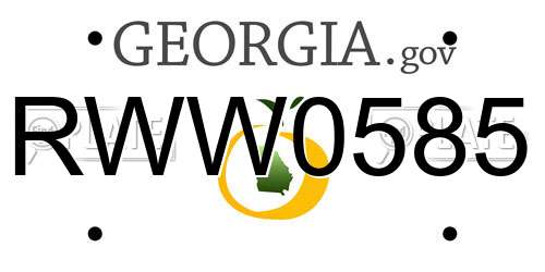 RWW0585 Georgia License Plate