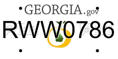 RWW0786 Georgia License Plate