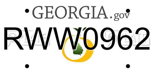 RWW0962 Georgia License Plate