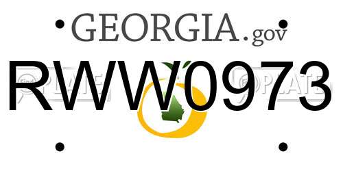 RWW0973 Georgia License Plate