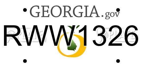 RWW1326 Georgia License Plate