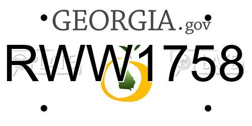 RWW1758 Georgia License Plate