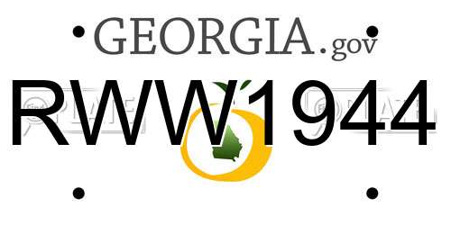 RWW1944 Georgia License Plate