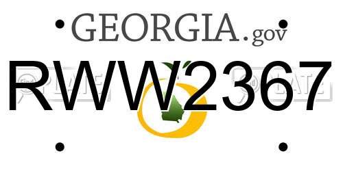 RWW2367 Georgia License Plate