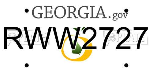 RWW2727 Georgia License Plate