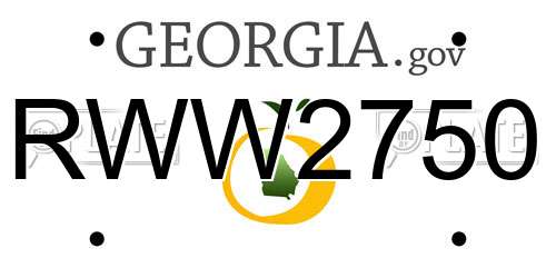 RWW2750 Georgia License Plate