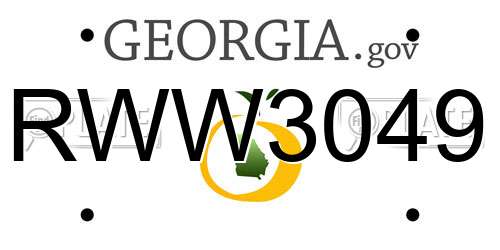 RWW3049 Georgia License Plate