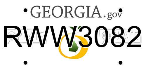 RWW3082 Georgia License Plate