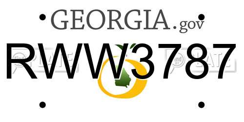 RWW3787 Georgia License Plate