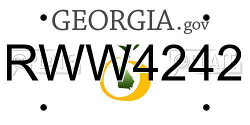 RWW4242 Georgia License Plate