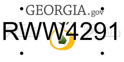 RWW4291 Georgia License Plate
