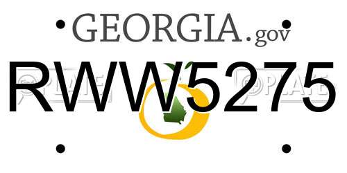 RWW5275 Georgia License Plate