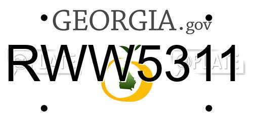 RWW5311 Georgia License Plate