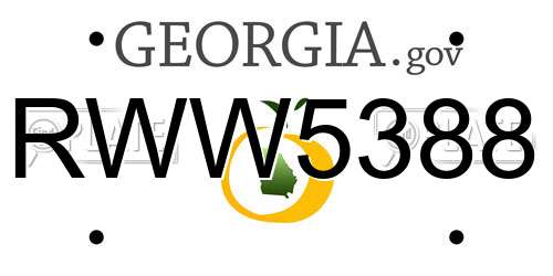 RWW5388 Georgia License Plate