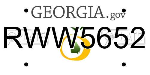 RWW5652 Georgia License Plate