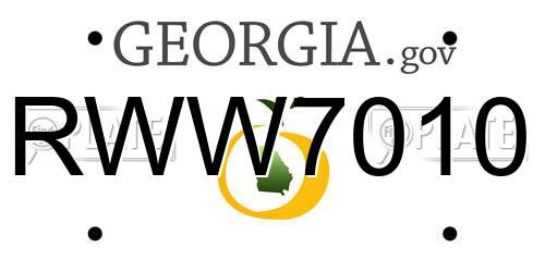 RWW7010 Georgia License Plate