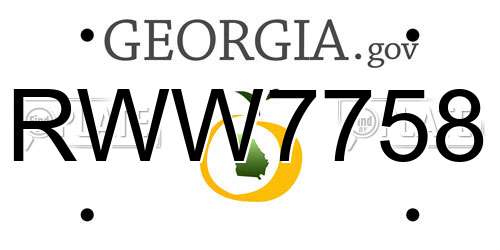 RWW7758 Georgia License Plate